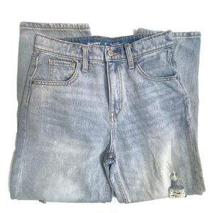 Old Navy Jeans High Rise Slouchy Stretch Denim Distressed Light Wash Size 12